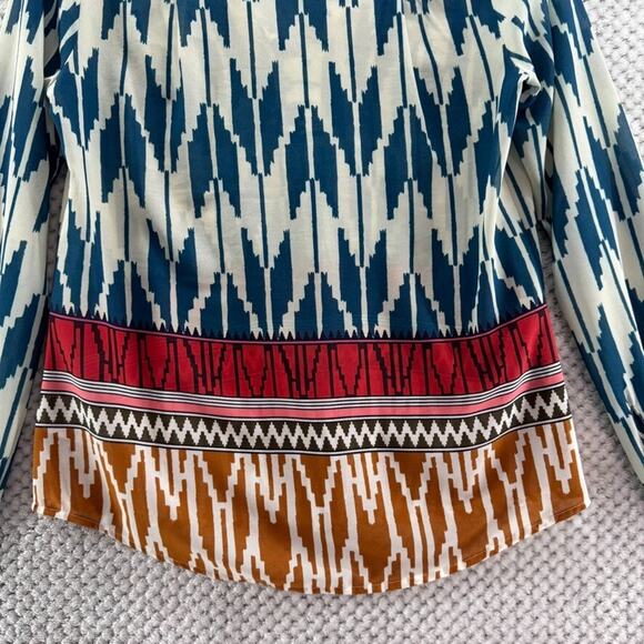 Maeve Top 2 Green Arrow Print Western Rohana V-Neck Long Sleeve Lightweight - Picture 9 of 13